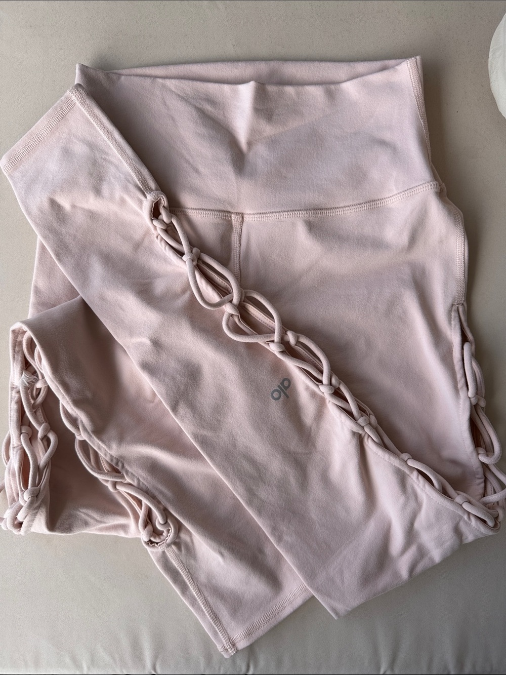 ALO Yoga Pale Pink High-Waist Leggings with Ladder Side Detail